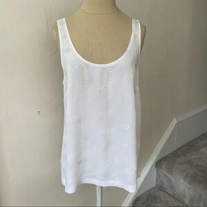 RAG & BONE White Floral Embellished Scoop Neck Sleeveless Tank Top EUC Size S